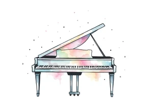 dreamy piano under the stars tattoo idea