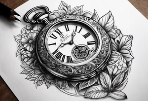 pocket watch memorial tattoo idea