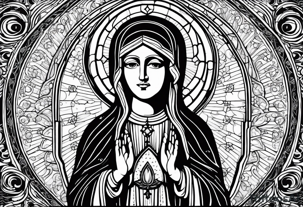 “Totus tuus”
with image of Our Lady of Aparecida outline tattoo idea