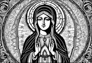 “Totus tuus”
with image of Our Lady of Aparecida outline tattoo idea