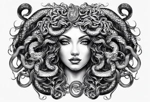 beautiful but mysterious medusa with the snakes clearly showing zoomed out tattoo idea