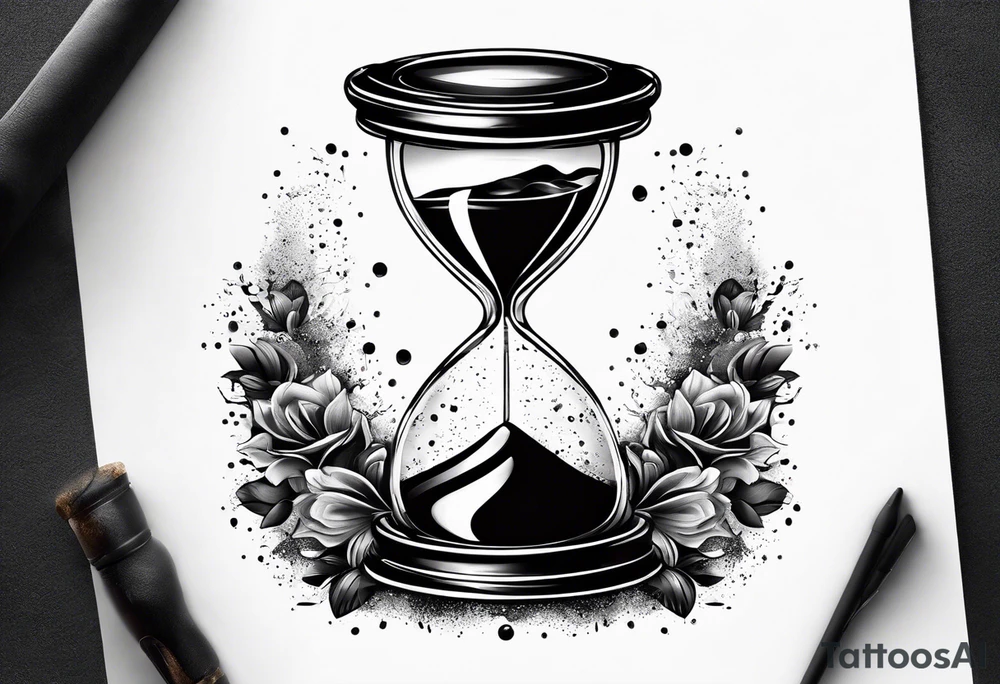 Hour glass with cosmic dust exploding from each side. Long tattoo to fit on the forearm tattoo idea Hour glass with cosmic dust exploding from each side. Long tattoo to fit on the forearm tattoo idea