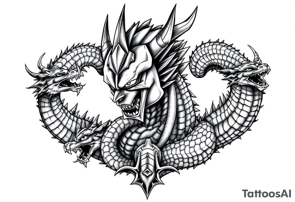 Omega shenron with 7 dragon balls tattoo idea