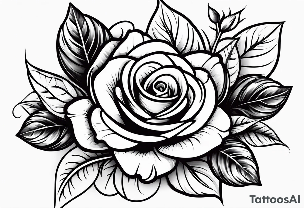 violets and rose tattoo idea