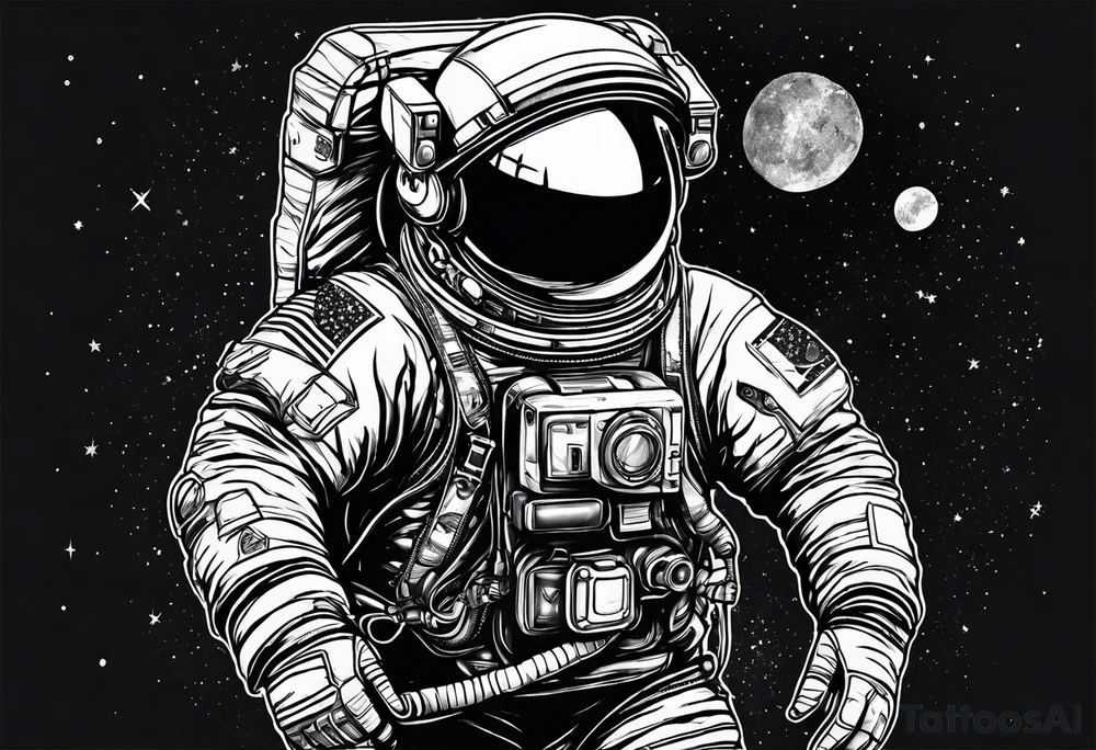 Astronaut holding a galaxy tattoo idea