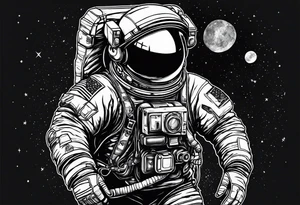 Astronaut holding a galaxy tattoo idea