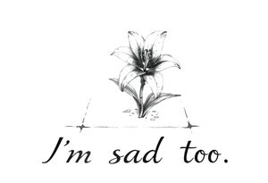 Lily growing out of tile floor with the words I’m sad too written in the grout tattoo idea