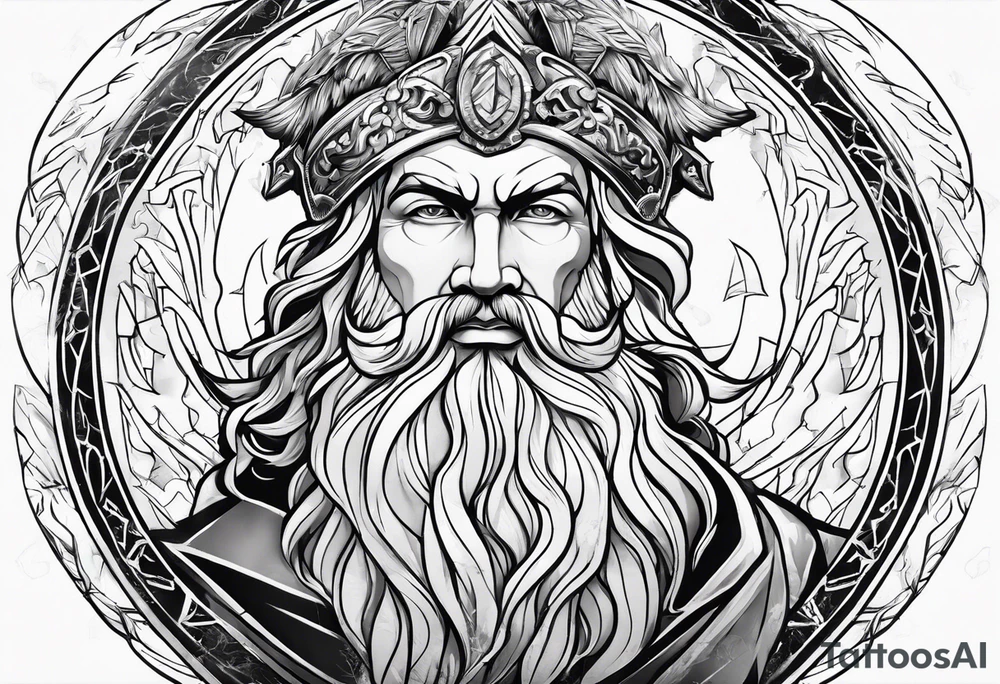 Masculine 
Zeus with thunder bolts tattoo idea