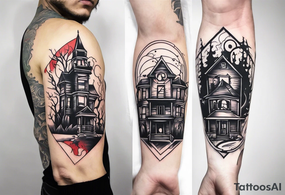 horror movie theme tattoo sleeve tattoo idea