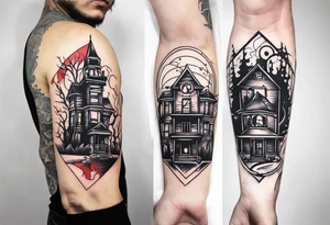 horror movie theme tattoo sleeve tattoo idea