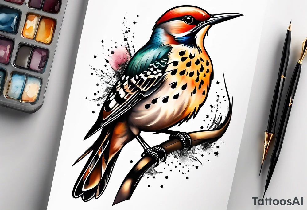 Female flicker bird tattoo idea