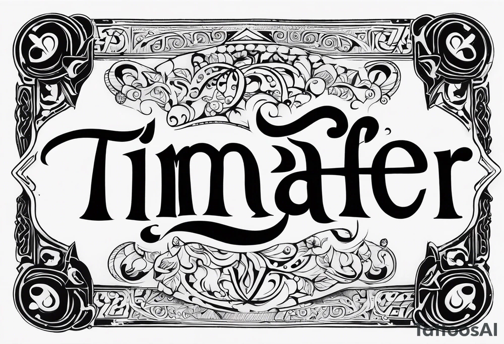 “Timafer” words with deck of cards and magic tattoo idea
