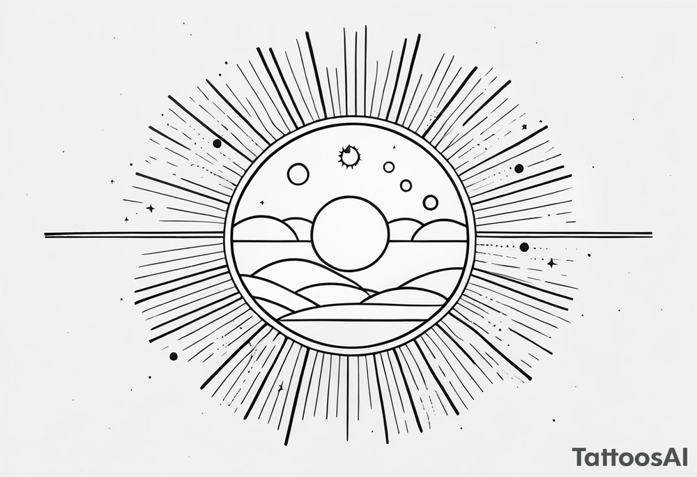 Sun with lines and dots simple yet feminine tattoo idea Sun with lines and dots simple yet feminine tattoo idea