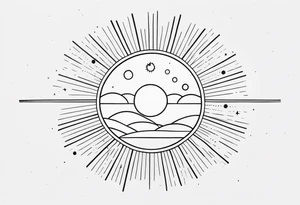Sun with lines and dots simple yet feminine tattoo idea