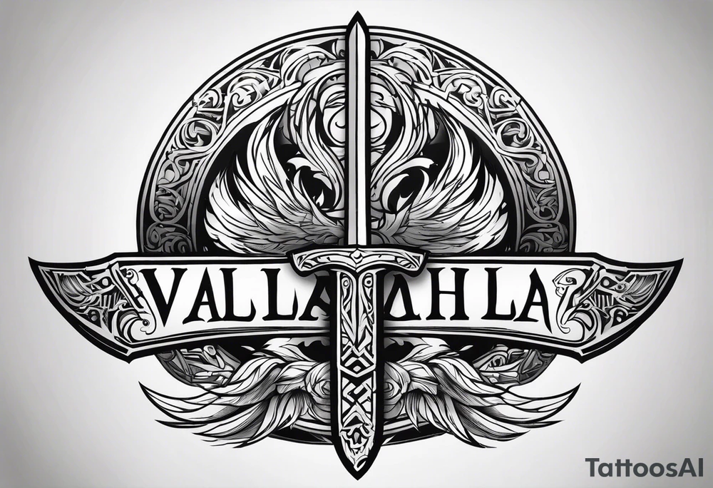 Valhalla fire sword shield tattoo idea