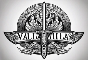 Valhalla fire sword shield tattoo idea