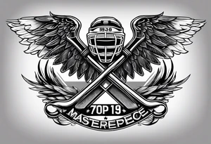 Hockey sticks crossing with number 39 and angel wings around it tattoo idea