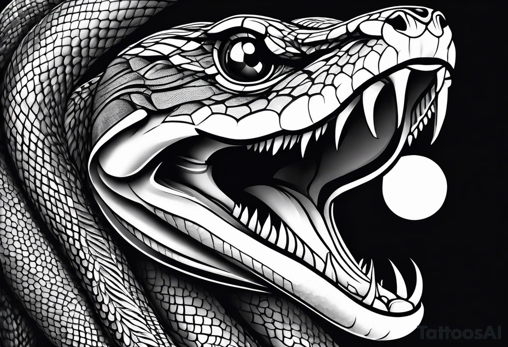 short snake with open mouth tattoo idea
