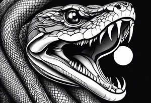 short snake with open mouth tattoo idea