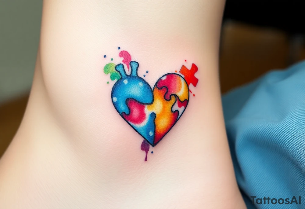 autism heart puzzle shape symbol tattoo idea