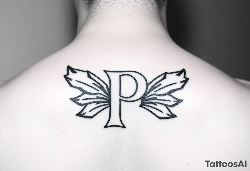 Small Letter P with a dollar bill coming out from the sides. tattoo idea