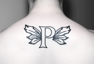 Small Letter P with a dollar bill coming out from the sides. tattoo idea