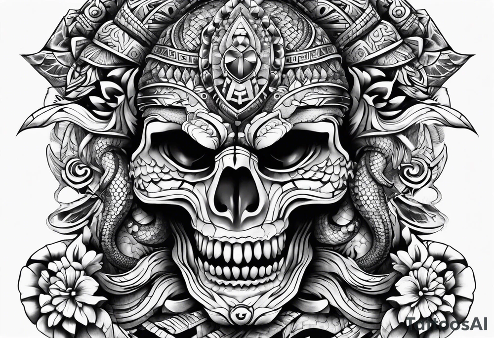 aztec snake sleeve tattoo idea