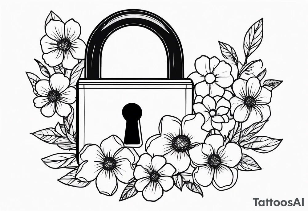 padlock with flowers tattoo idea