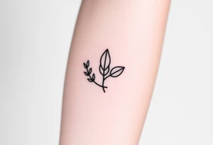 laurel branch with one leaf inverted, the inverted leaf is part of the branch and the same size as the others tattoo idea