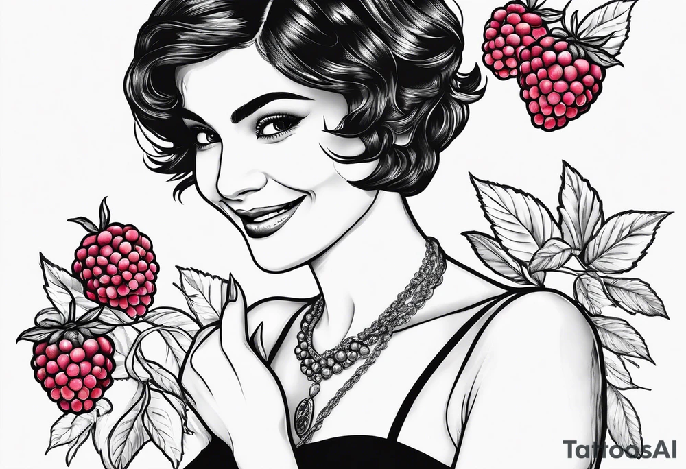 amelie with raspberries on her fingers smiling mysteriously tattoo idea