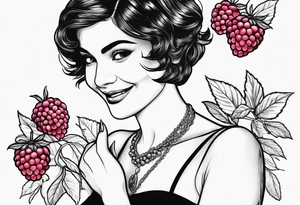 amelie with raspberries on her fingers smiling mysteriously tattoo idea