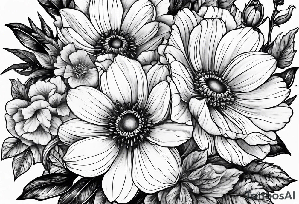 February, October and June birthflowers tattoo idea February, October and June birthflowers tattoo idea