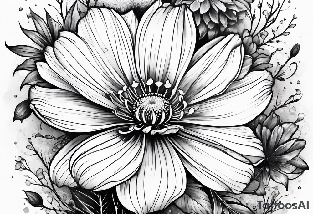 cosmos flower tattoo idea