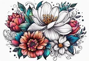 Cosmic flowers tattoo idea