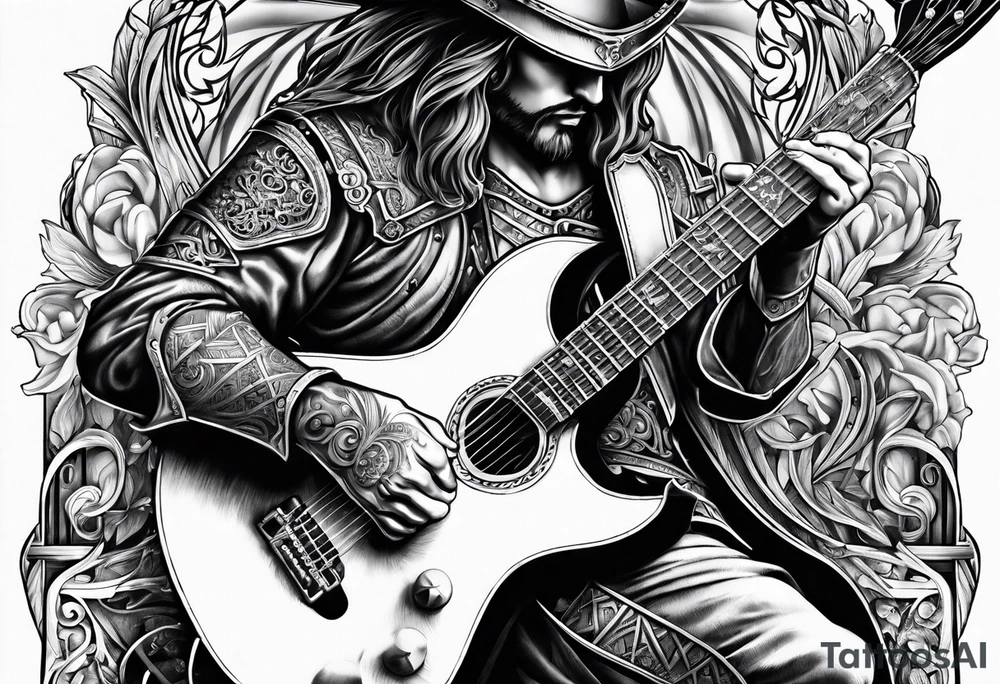 Armor of God with guitar tattoo idea