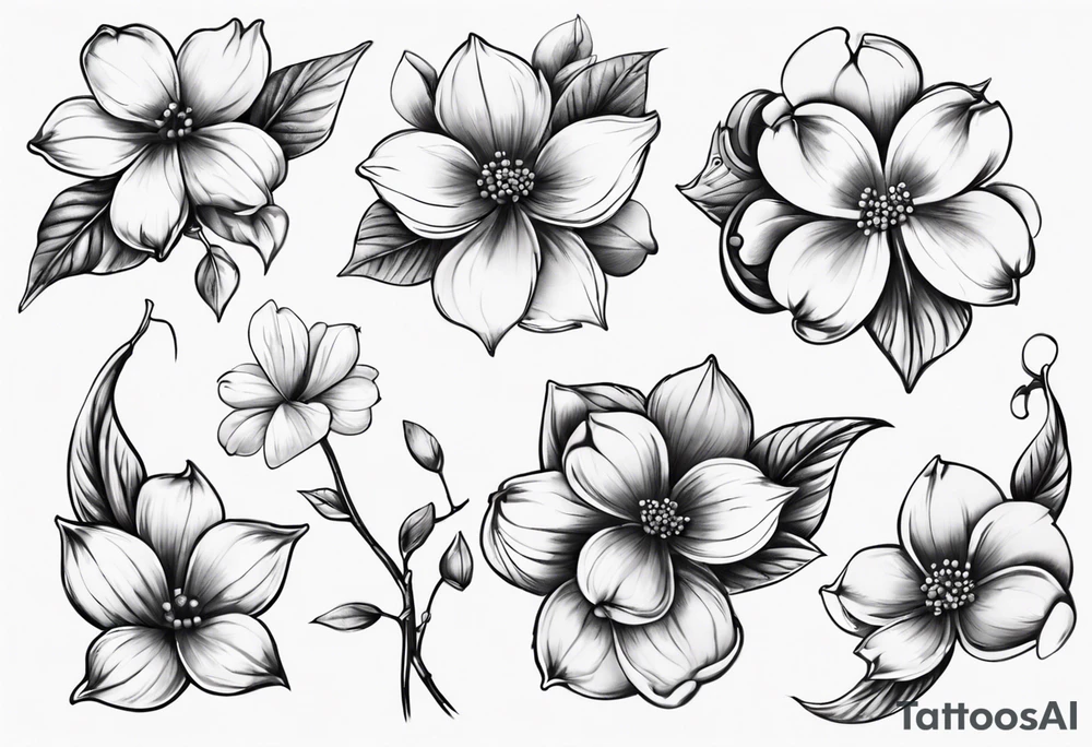 Dogwood flowers music pick tattoo idea