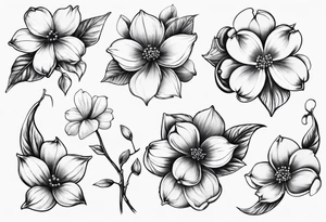Dogwood flowers music pick tattoo idea