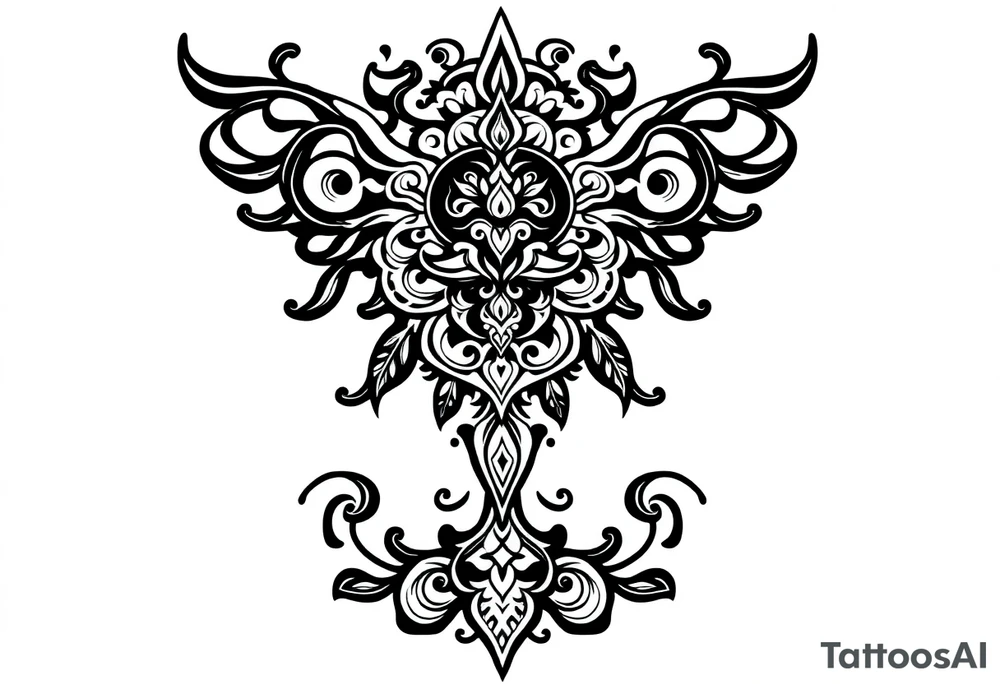 mytical shaman style ornametn with ancient rhyme tattoo idea