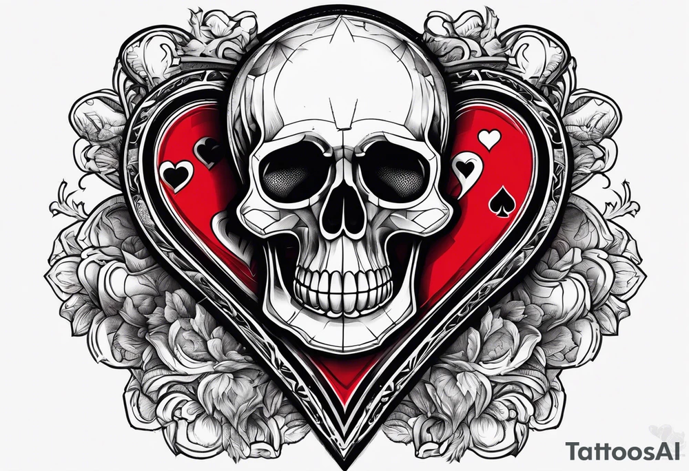 Skeleton stabbing ace of hearts tattoo idea