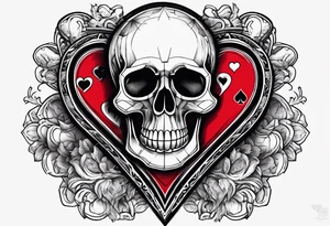 Skeleton stabbing ace of hearts tattoo idea