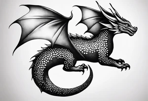 strength, small, sleeping dragon, long tail, elegant, lenghty, pisces tattoo idea