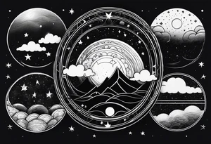 Moon phases stars clouds tattoo idea