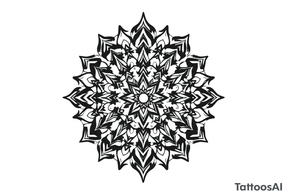long mytical mandala with ancient rhyme tattoo idea