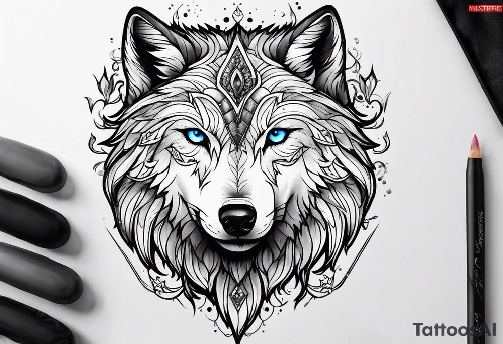 white
 wolf tattoo idea