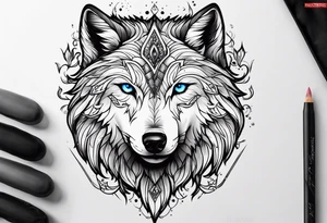 white
 wolf tattoo idea