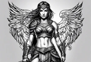 Female gladiator full body tattoo idea