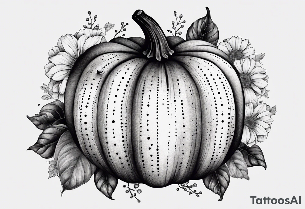 pumpkin with flowers tattoo idea