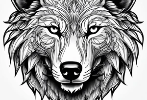 wolf face

fangs 

black and white tattoo idea