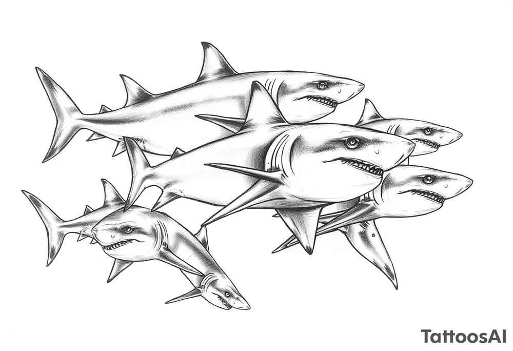 school of sharks from an above view tattoo idea