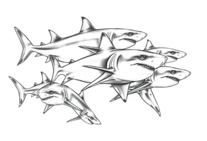 school of sharks from an above view tattoo idea